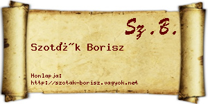Szoták Borisz névjegykártya